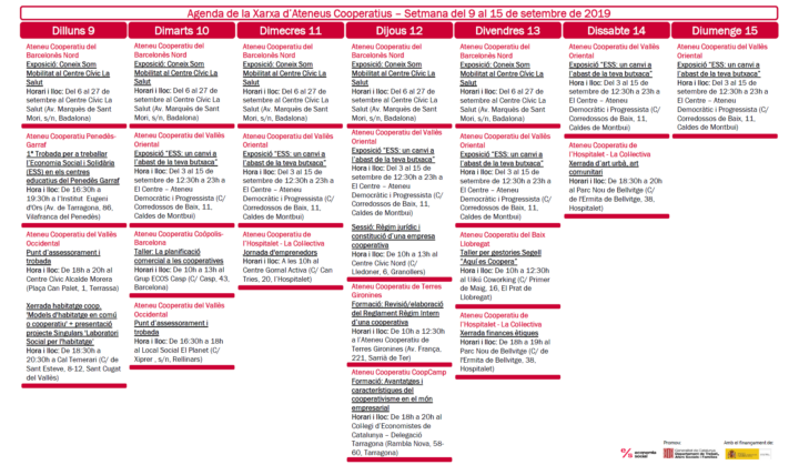 Agenda XAC 09- 15 setembre 2019