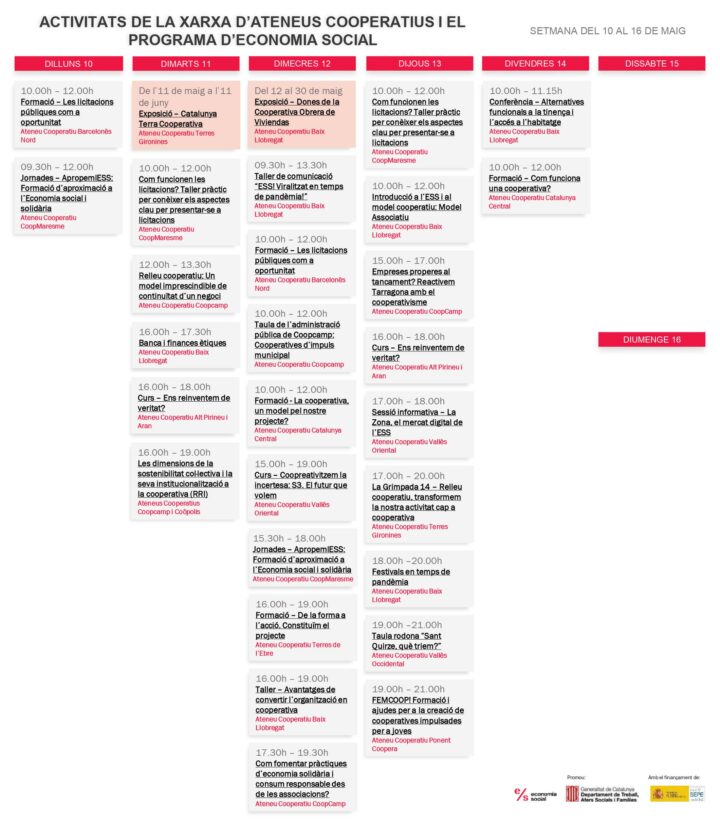Agenda XAC 10 – 16 maig 2021