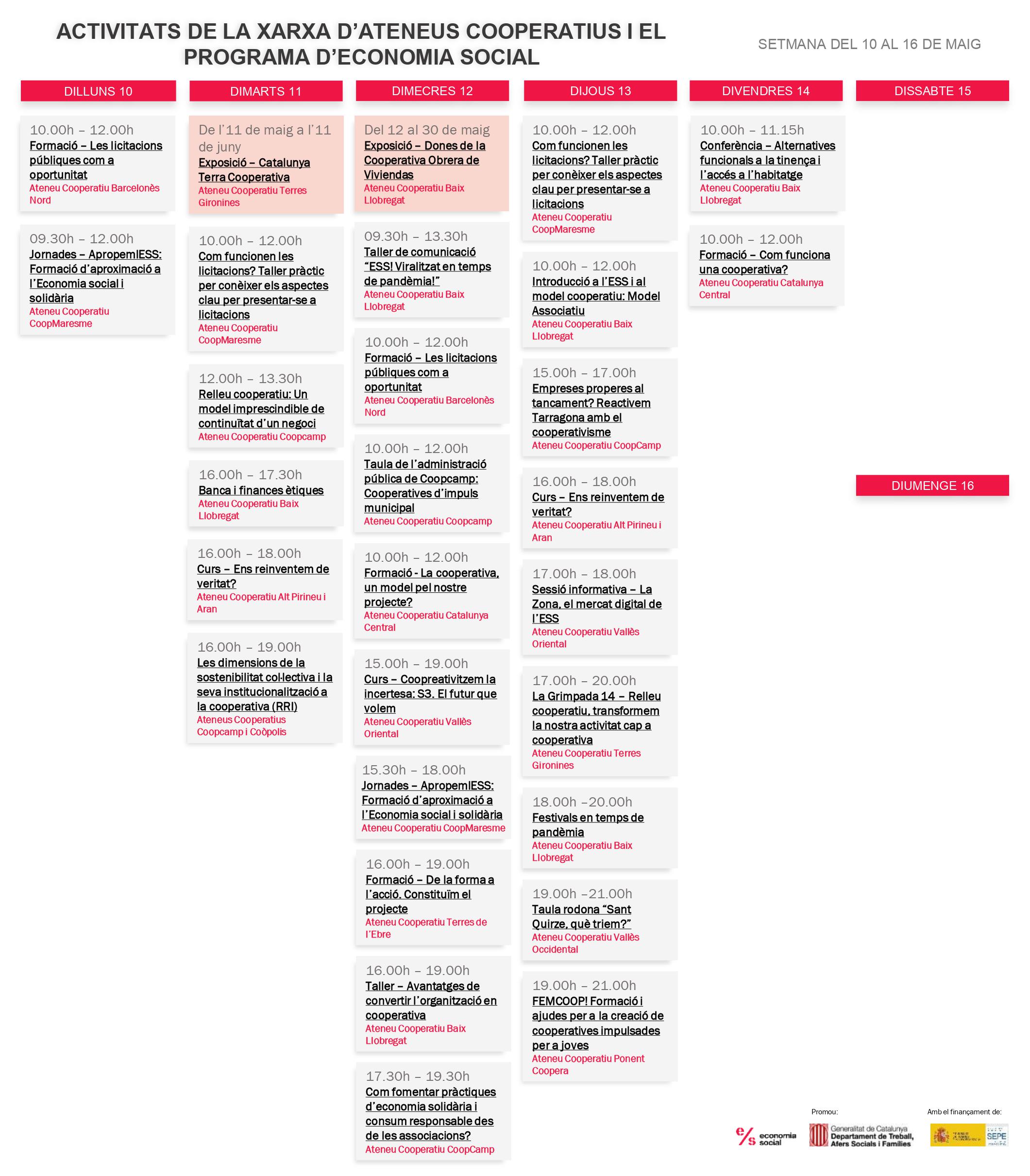 Agenda XAC 10 – 16 maig 2021