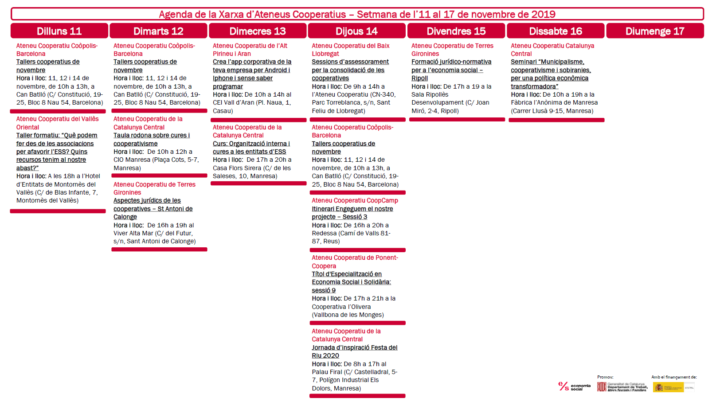 Agenda XAC 11 – 17 novembre 2019_