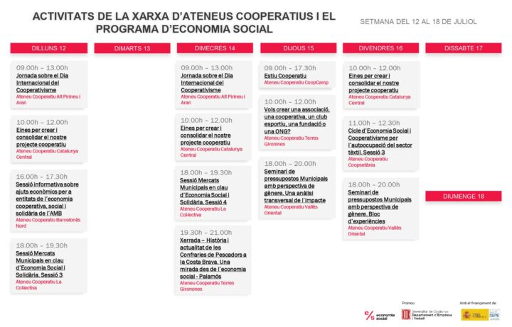 Agenda XAC 12 – 18 juliol 2021