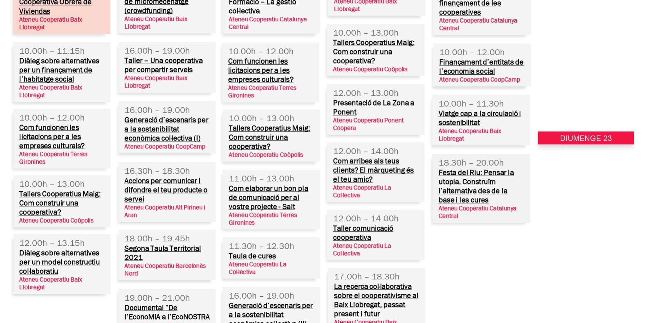 Agenda XAC 17 – 23 maig 2021