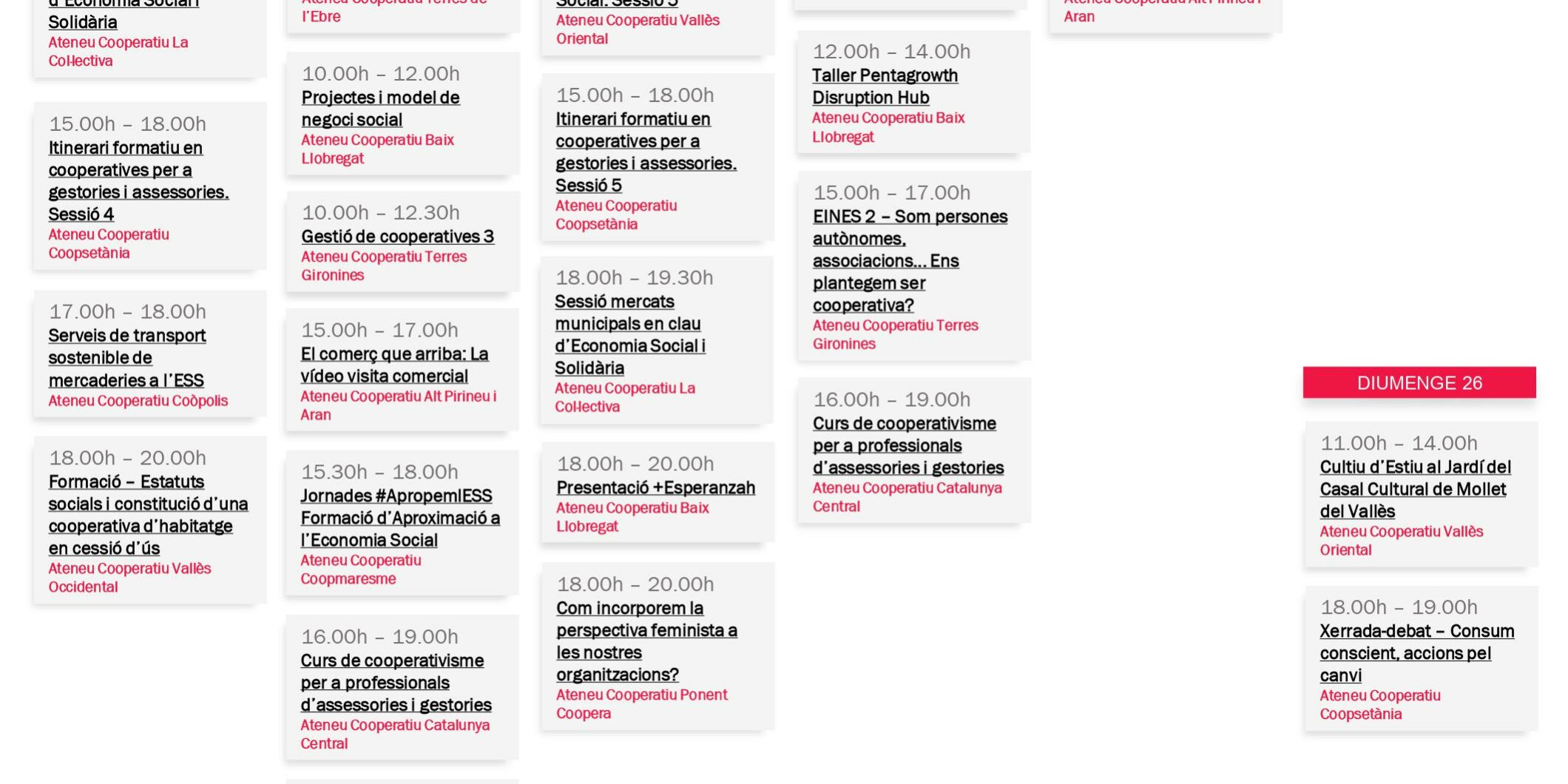 Agenda XAC 20 – 26 setembre 2021