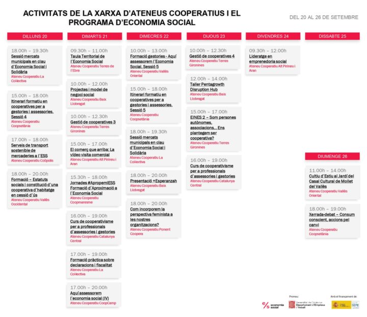 Agenda XAC 20 – 26 setembre 2021