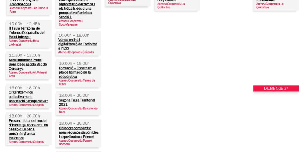 Agenda XAC 21 – 27 juny 2021