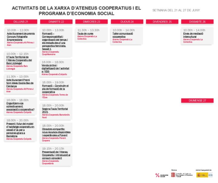Agenda XAC 21 – 27 juny 2021