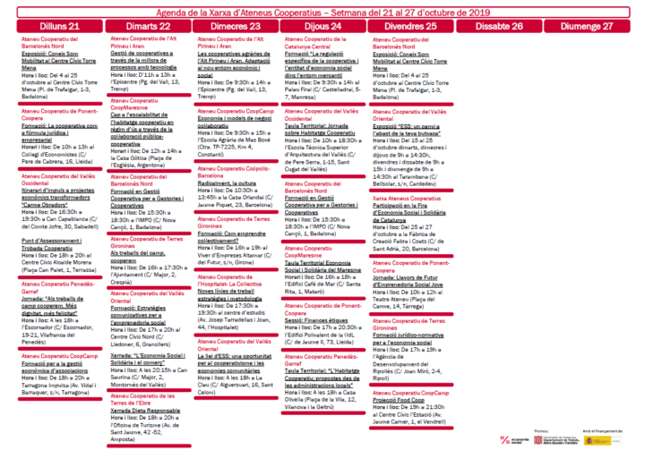 Agenda XAC 21 – 27 octubre 2019