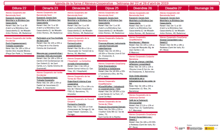Agenda XAC 22 – 28 abril 2019
