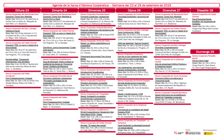 Agenda XAC 23 – 29 setembre 2019