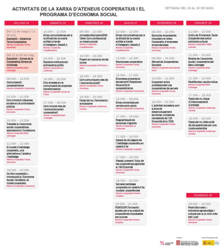 Agenda XAC 24 – 30 maig 2021