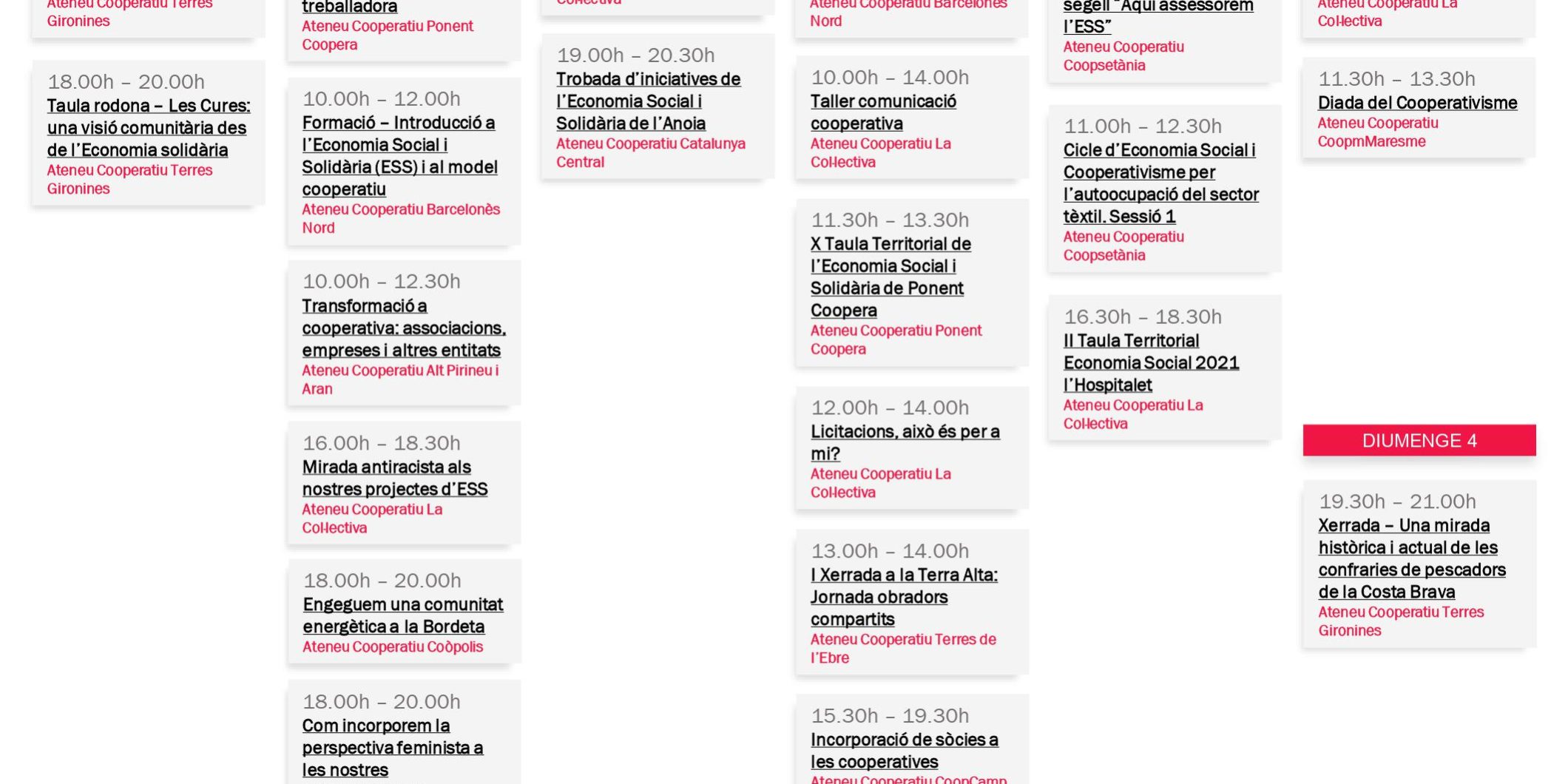 Agenda XAC 28 juny – 4 juliol 2021