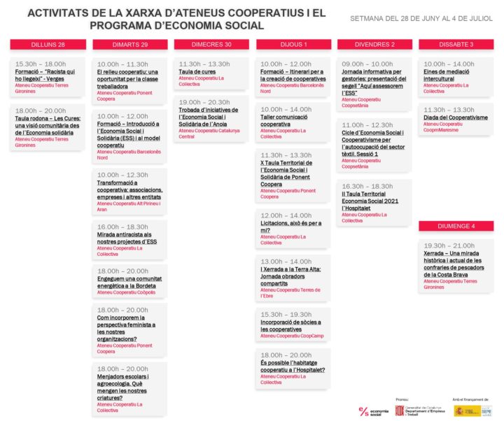 Agenda XAC 28 juny – 4 juliol 2021