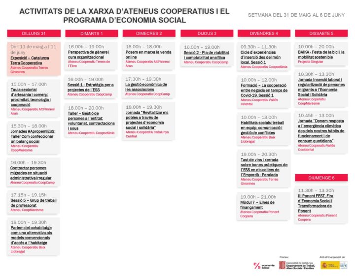 Agenda XAC 31 maig – 6 juny 2021