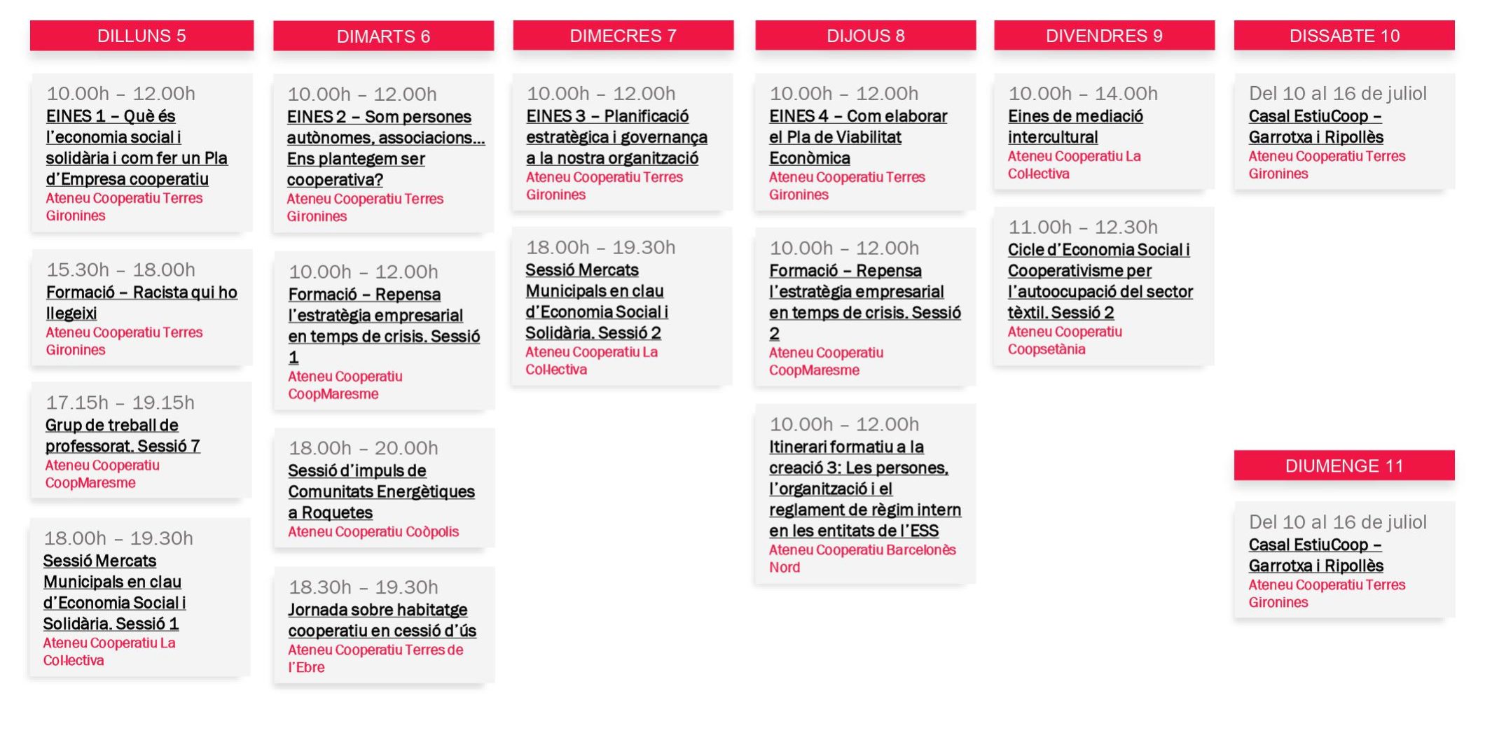 Agenda XAC 5 – 11 juliol 2021