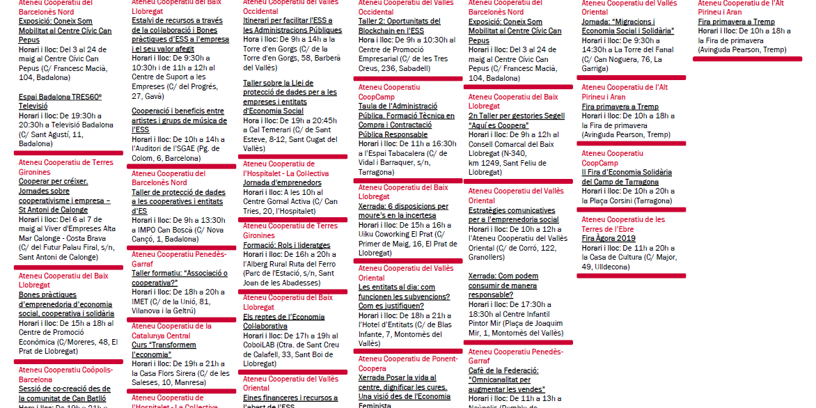 Agenda XAC 6 – 12 maig 2019