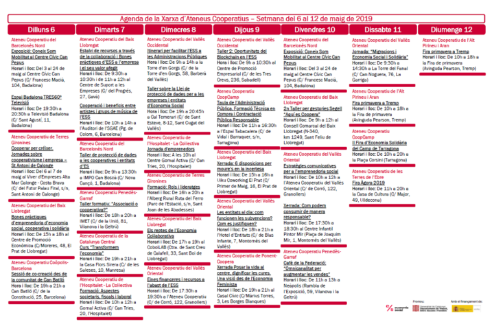 Agenda XAC 6 – 12 maig 2019
