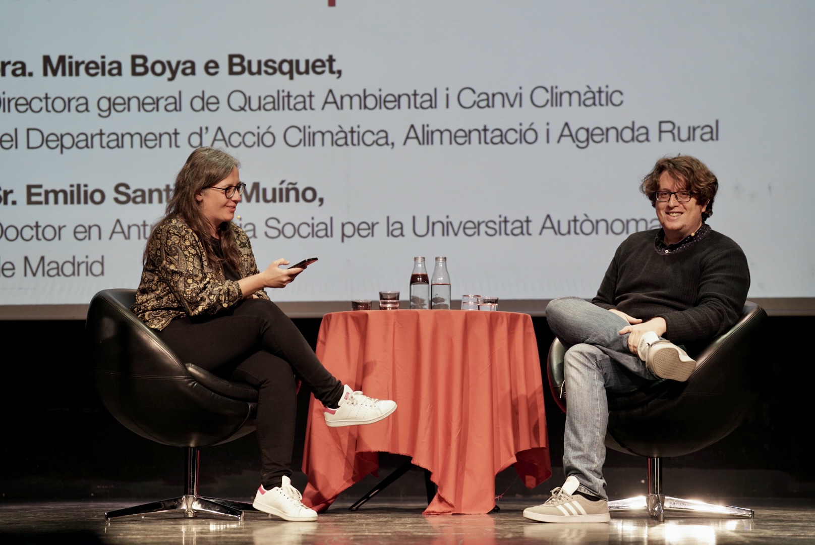 Mireia Boya, directora general de Qualitat Ambiental i Canvi Climàtic del Departament d’Acció Climàtica, Alimentació i Agenda Rural i Emilio Santiago Muíño, doctor en Antropologia Social per la Universitat Autònoma de Madrid. 